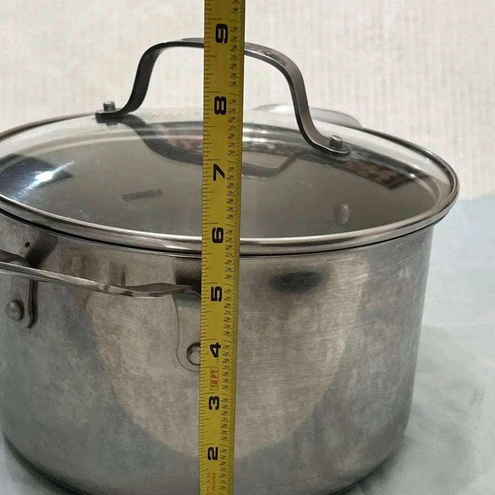 Emeril Lagasse 5 Qt 4.7 L Stock Pot Dutch Oven Stainless Steel with Clear Lid